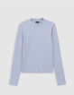 Girl's sky-blue rib-knit T-shirt-2