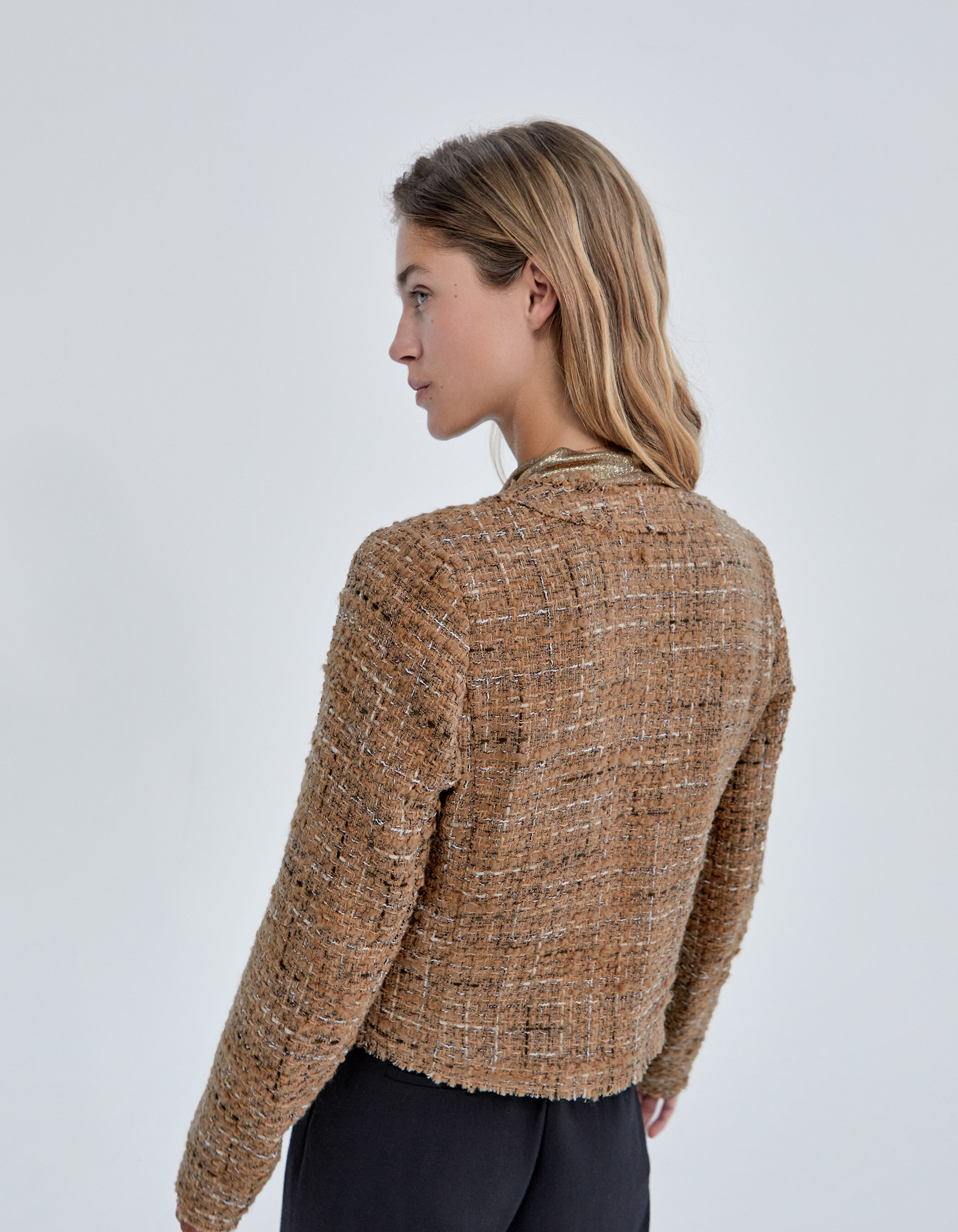 Pure Edition-Women's bronze tweed-style square jacket