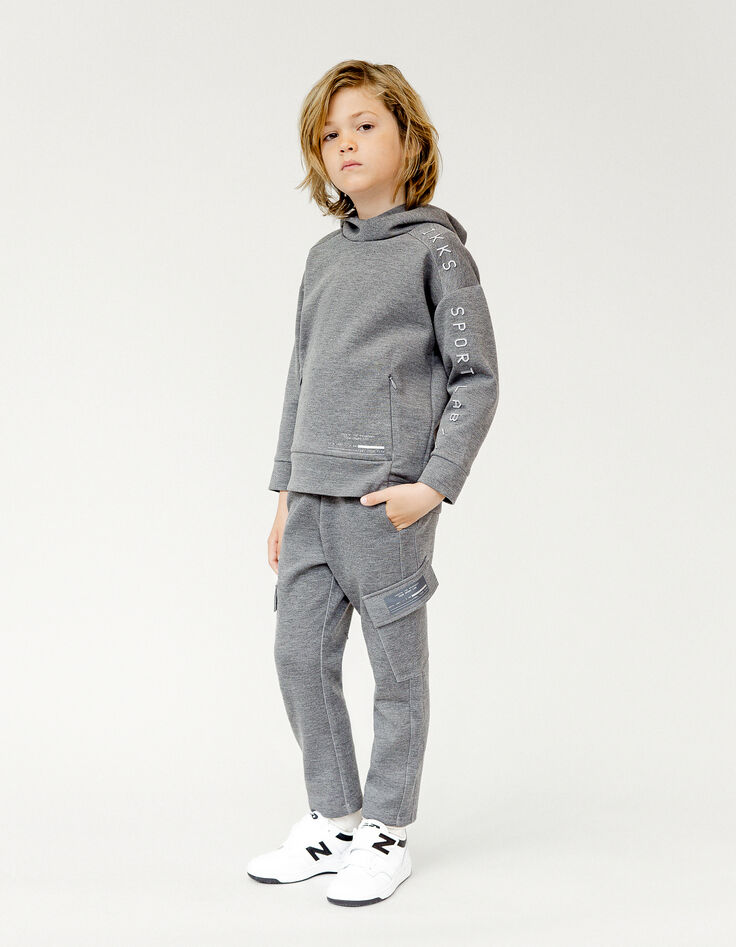 BATTLE grey jogging suit reflective label pocket boy-1