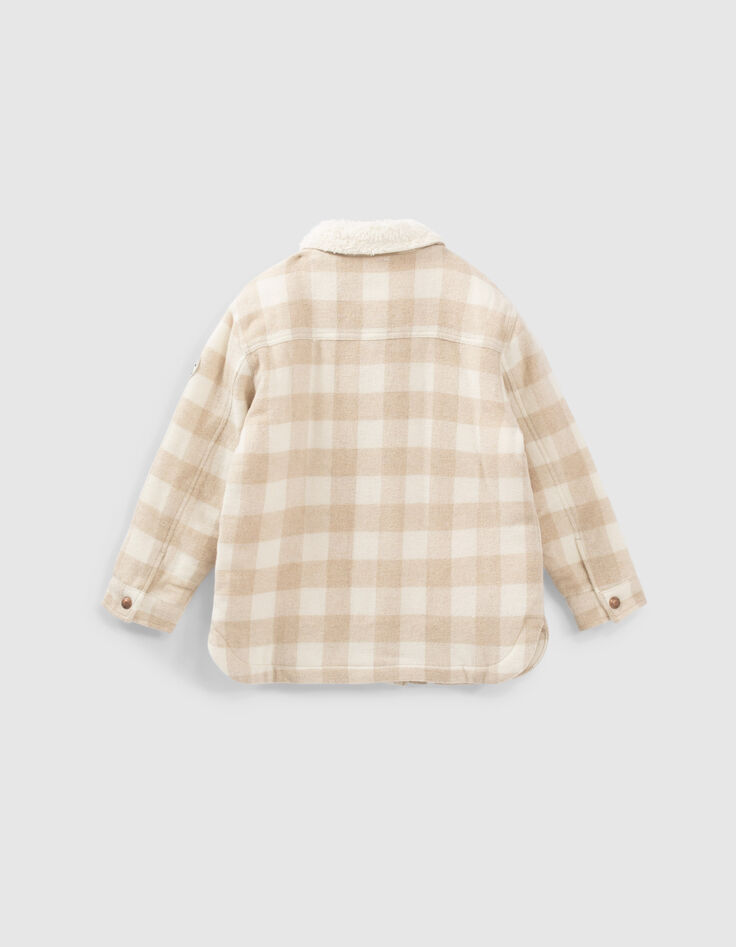 Girls’ vanilla fur-lined check coat-3