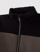 Boys’ sport black and grey mixed fabric hooded cardigan-4