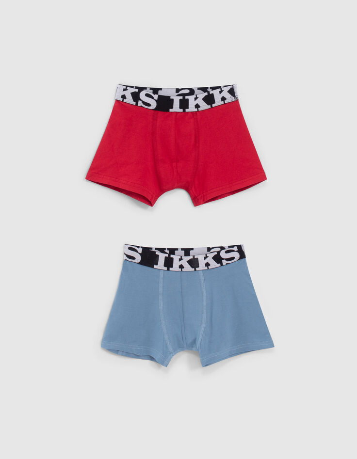 Jungen-Boxershorts in Mittelrot und Blau -2