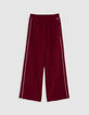 Wide-leg burgundy pants with ecru bias on girls' sides-4