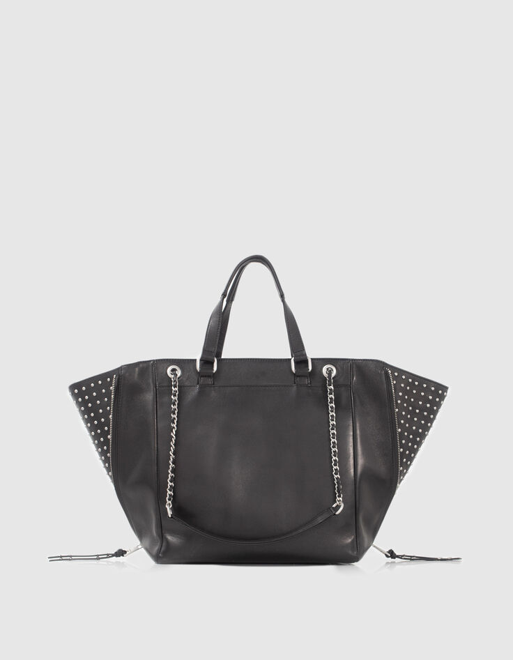 Zwarte leren shopper 1440 Rock met studs Dames-2