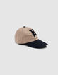 Boy’s camel cap with embroidered bouclette lightning-K-2