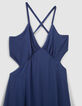 Langes Kleid in Marineblau für Damen-2