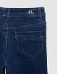 Girls’ blue WIDE LEG jeans, fixed fringed turned up cuffs-6