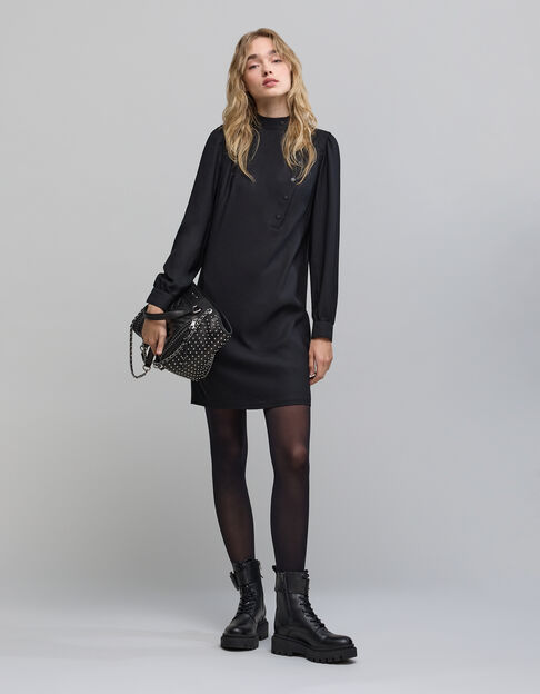 Women's black dress with asymmetrical closure - IKKS