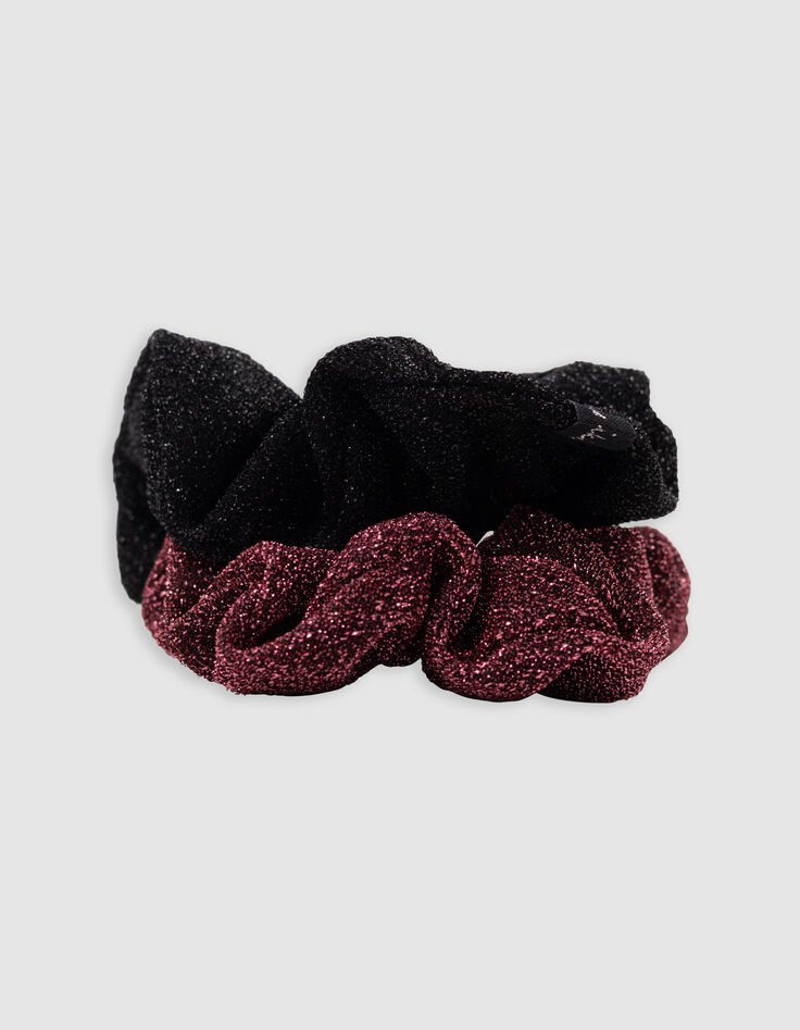 Black and pink glitter scrunchies for girls-2