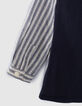 Baby boys’ navy mixed-fabric striped shirt-5