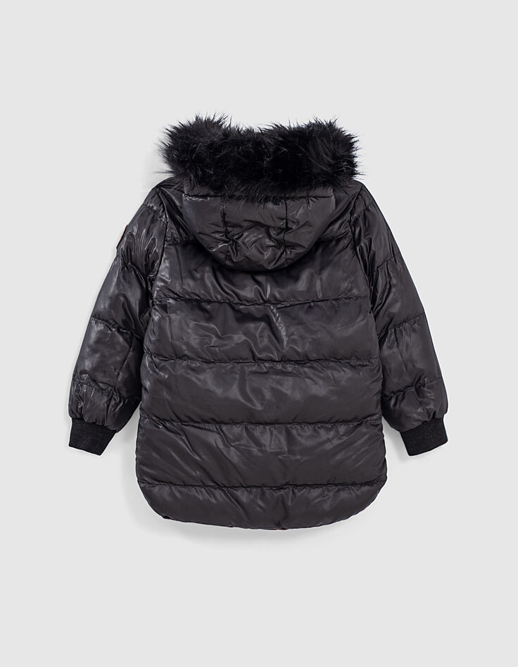 Doudoune réversible noire et prune zips côtés fille-6