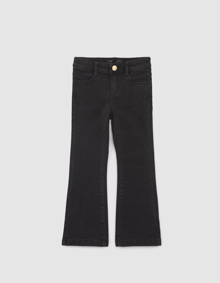 Mädchen-FLARE-Jeans schwarz, Kaschmir-Schleifenprintmotiv -2