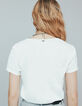 Ecru T-shirt in gevlamd biokatoen tekstopdruk dames-3