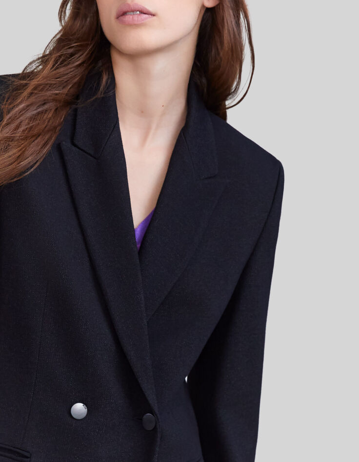 Women's black knit suit jacket-4