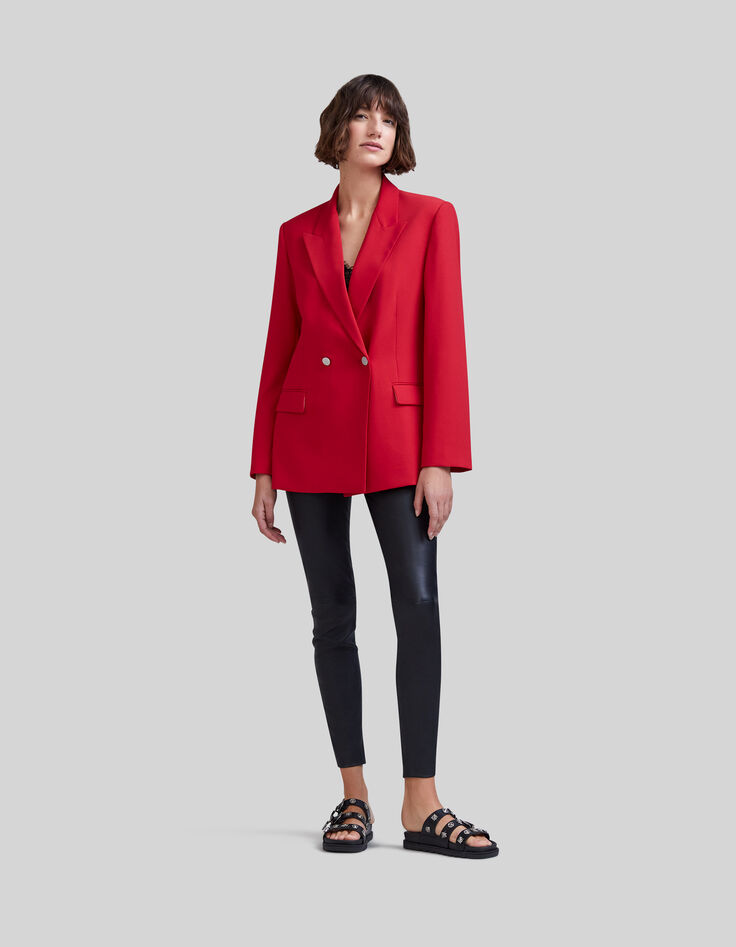 Women’s poppy red double-breasted suit jacket-8