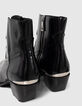 Women’s black leather boots with metal bars-7
