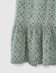 Falda larga aguamarina estampado floral niña-4