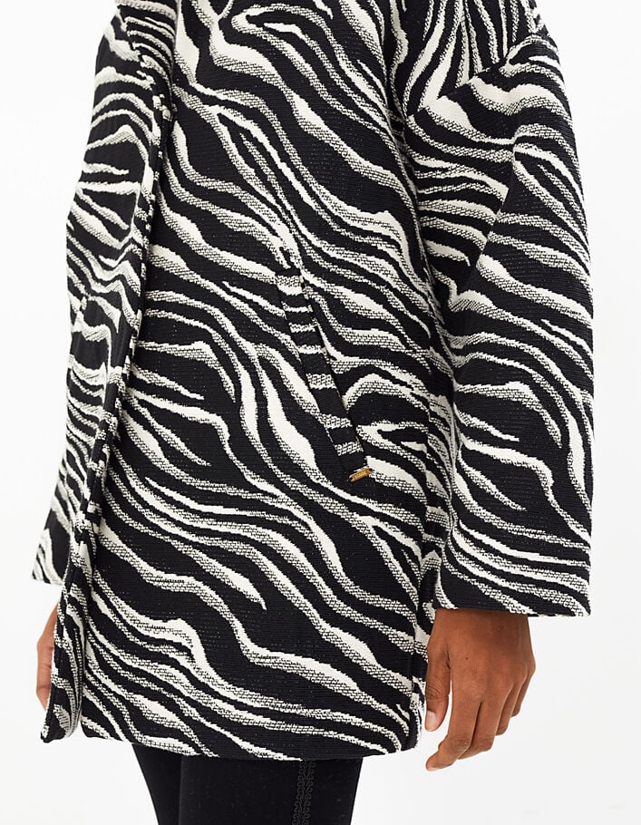 Schwarz-weißer Mantel mit Zebrajacquard I.Code - IKKS