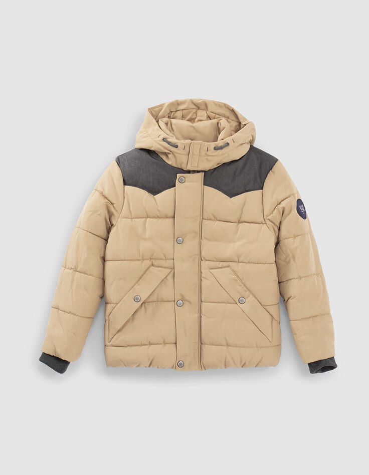 Boys' caramel and grey padded jacket-1