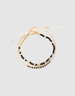 Yellow metal bracelets with black and gold beads for girls-1