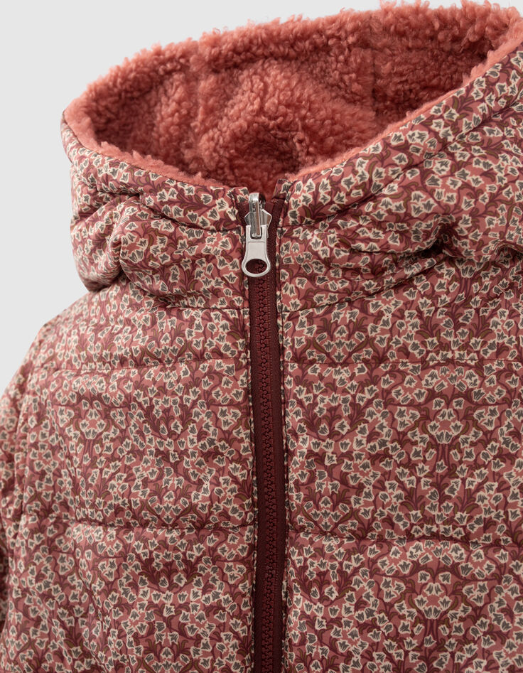 Girls’ rosewood flower/Sherpa reversible jacket-5