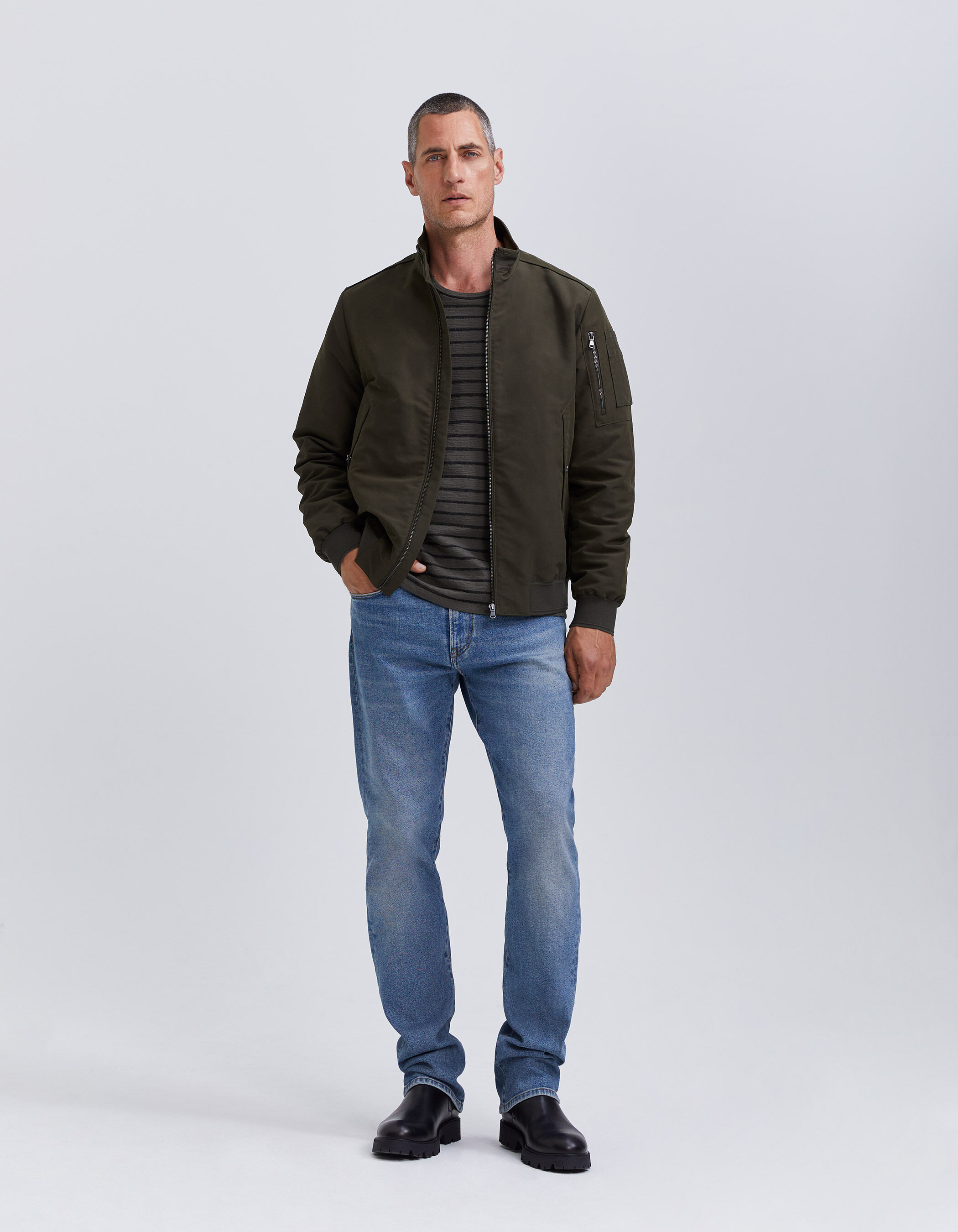 Sherpa lined sale khaki jacket