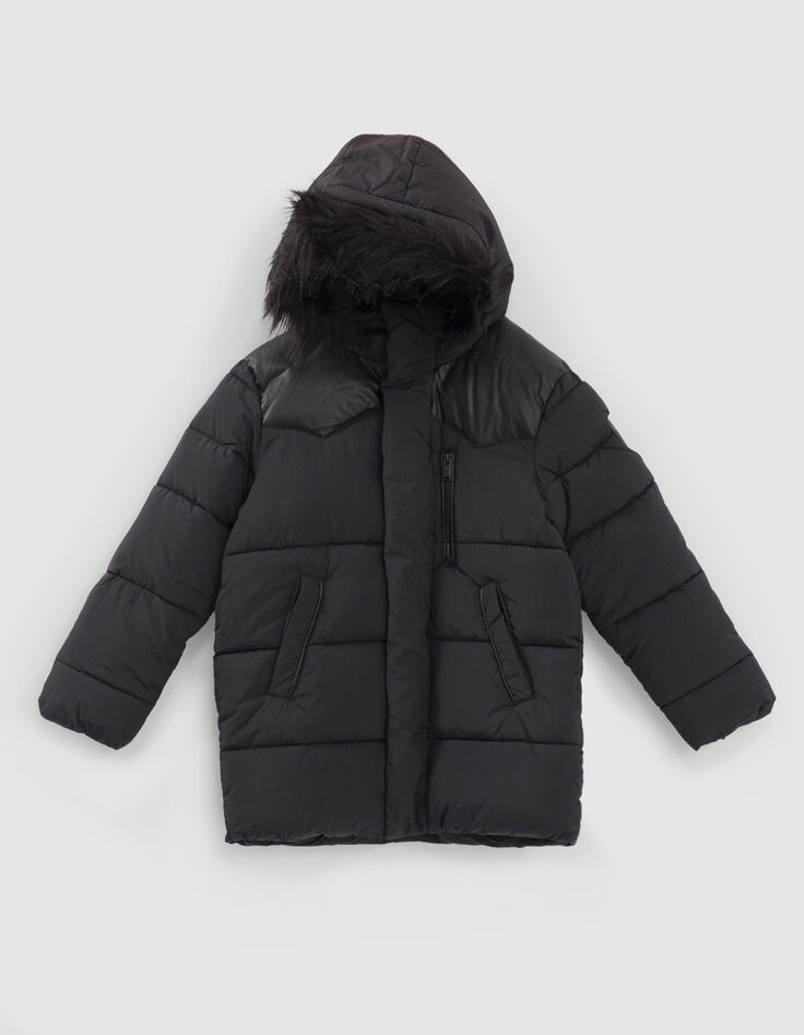 Boys' black padded jacket with Bandana lining-1