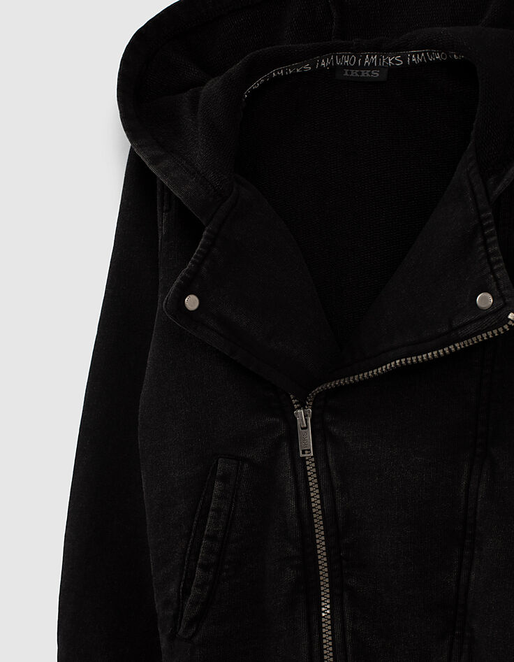 Boys’ black sweatshirt fabric biker-style cardigan-2
