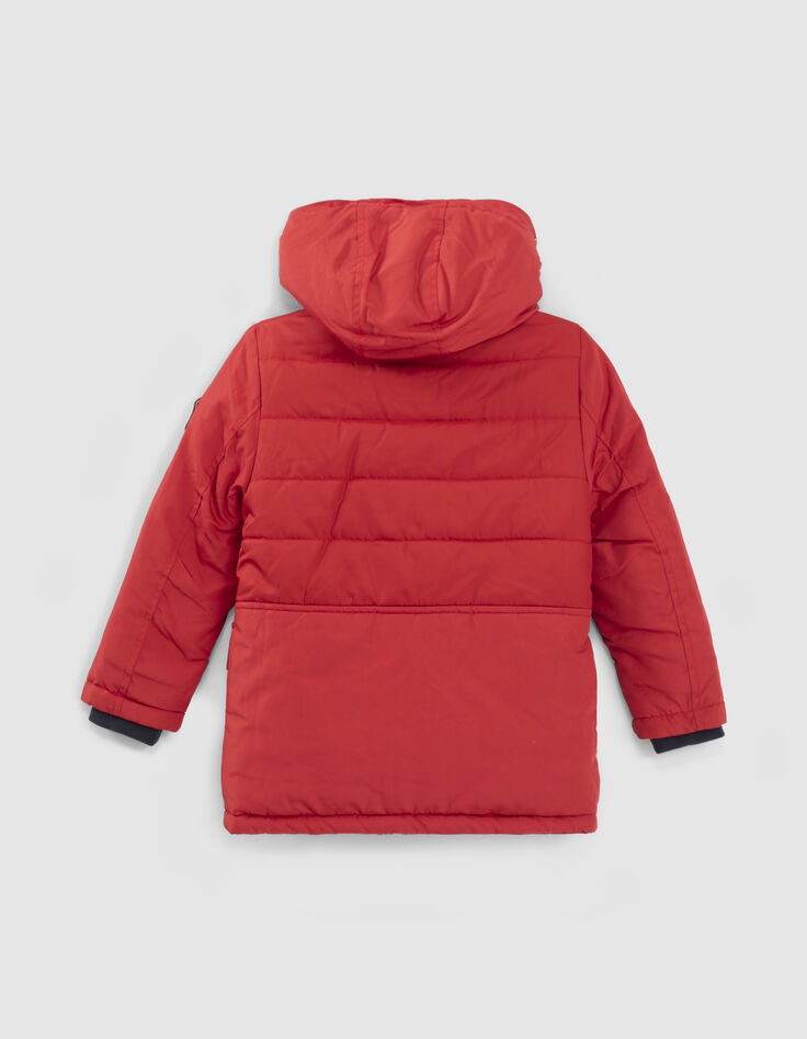 Parka rojo medio con capucha forrada niño-3