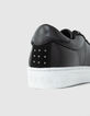 Women’s black studded IKKS logo leather trainers-5