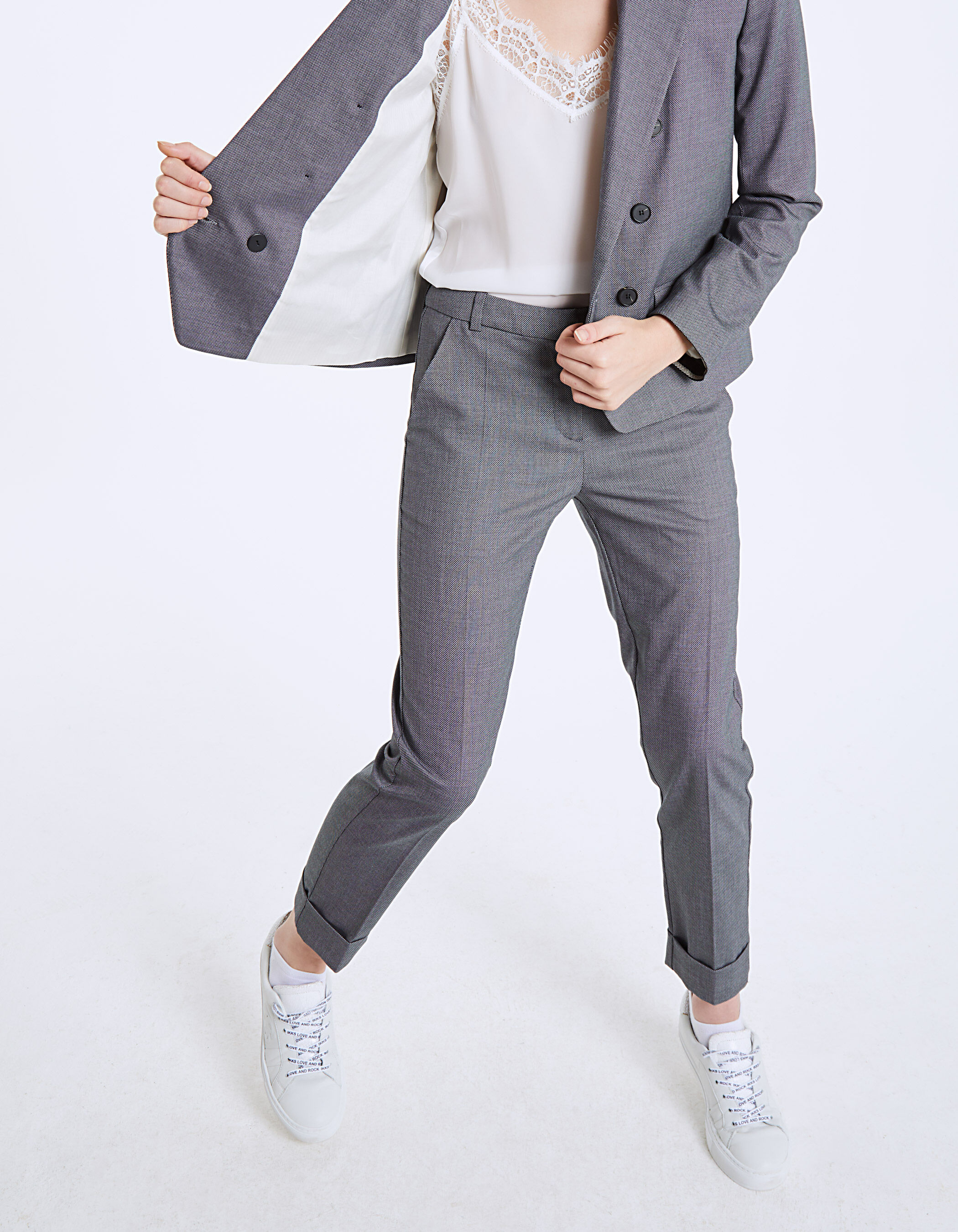 Cropped suit trousers · Grey · Dressy | Massimo Dutti