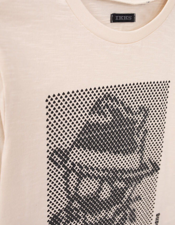 Boys’ ecru rubber gangster optic organic cotton T-shirt-6