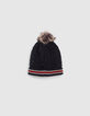 Boys’ dark navy striped knit beanie-3