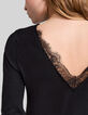 Women’s black lace touch knit V-neck sweater-4