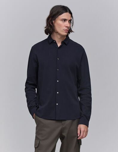 Chemise REGULAR marine manches longues Interlock Homme - IKKS