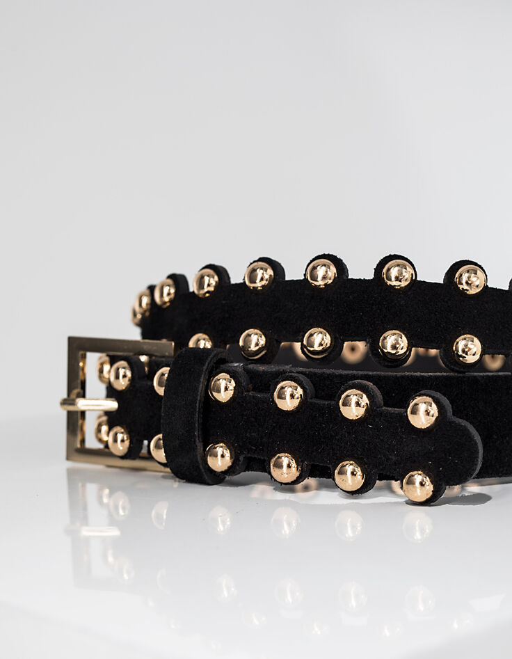 I.Code black suede belt edged in studs-2