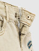 Middenbeige jeansbermuda met patches jongens -4