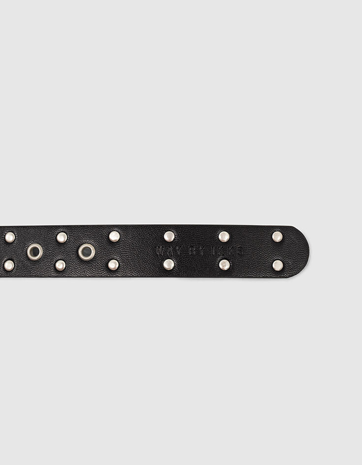 Ceinture noire à clous et rivets fille-6