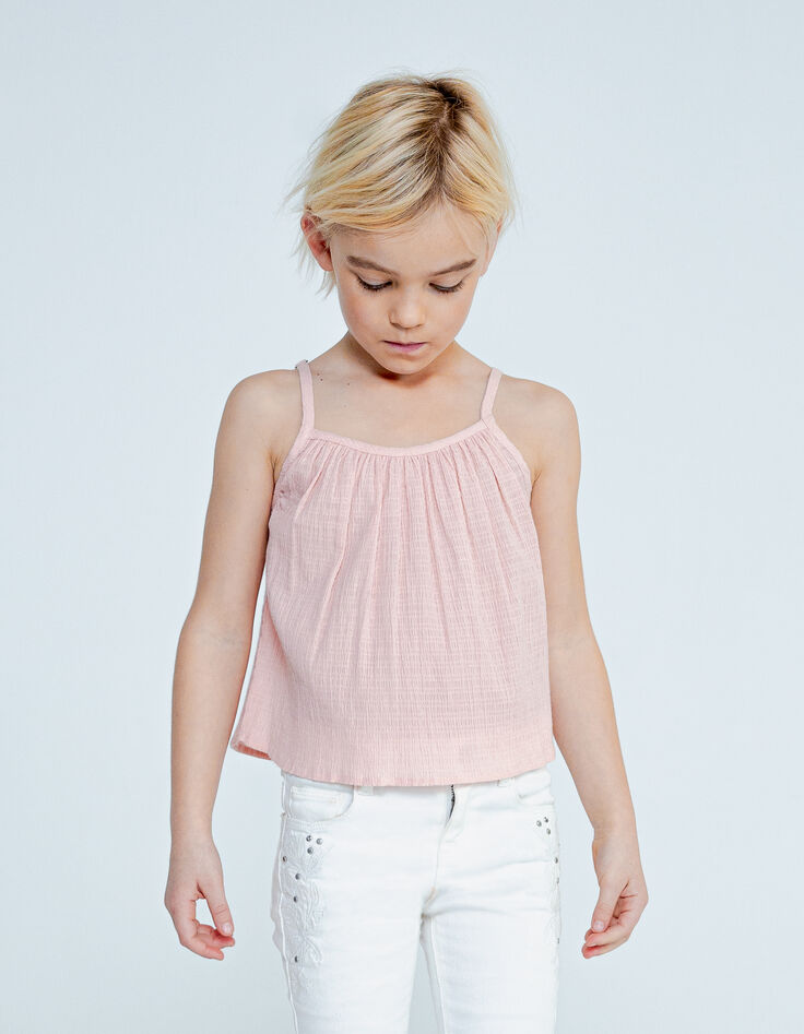 Girls’ peach waffle fabric camisole-1