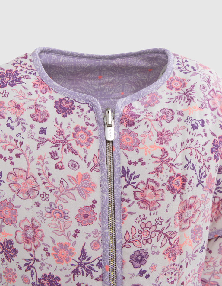 Girls’ off-white jacket with violet flower print-9