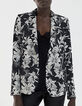 Damenchiffonblazer mit schwarzen und weißen Blumen-1