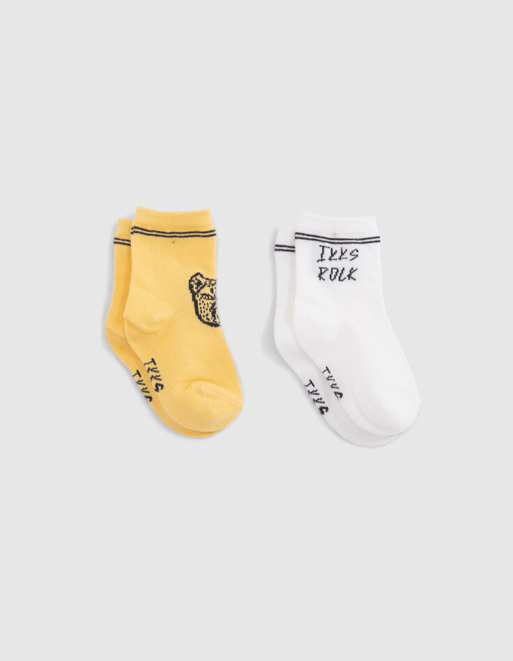 Baby boys’ yellow and white socks-2