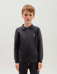 Black sweater polo neck Intarsia message boy back-1