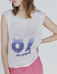 Cremeweißes Damen-T-Shirt aus Ecovero®-Viskose mit Motiv-1