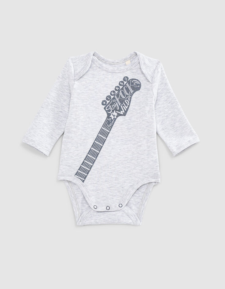Baby’s putty marl guitar graphic organic cotton bodysuit-1