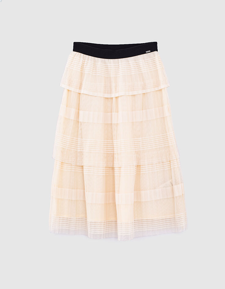 Falda larga color crudo plisada niña-1