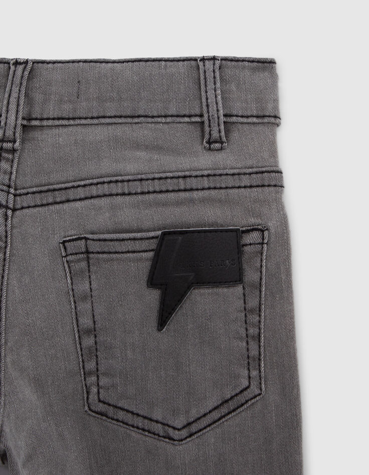 Grijze SLIM jeans badge en bliksem-label jongens-7