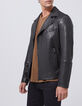 Men’s black biker-style leather jacket-2