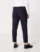 Men’s navy fine-stripe CROPPED suit trousers-4