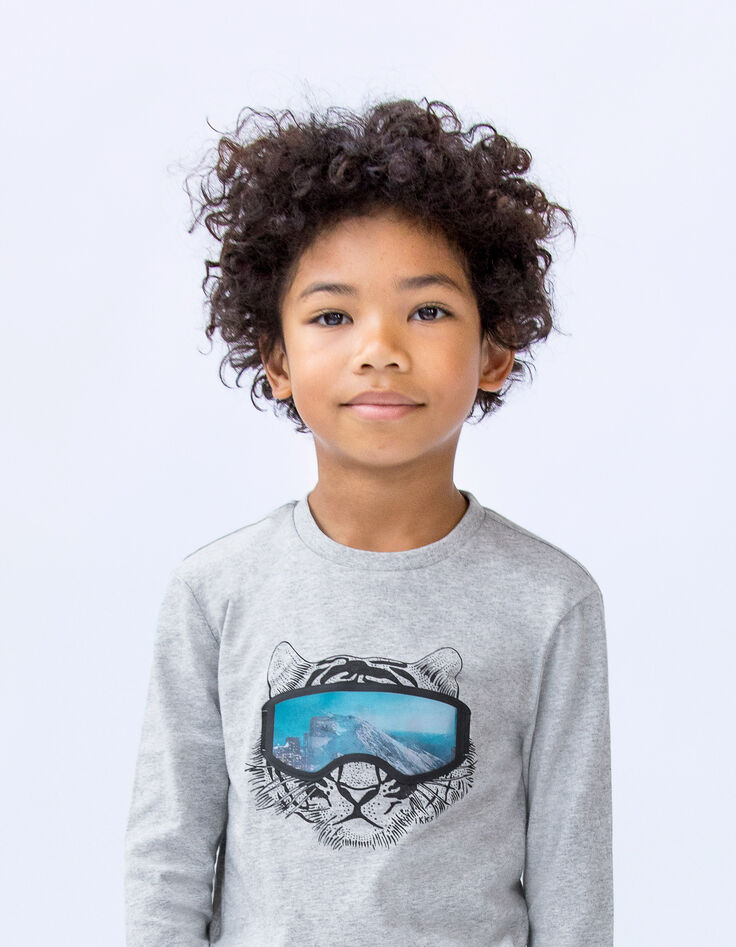 Camiseta gris tigre y máscara lenticular niño-7